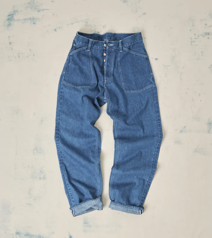 Stone Wash Selvedge Denim Naval Pant made by Drake's London