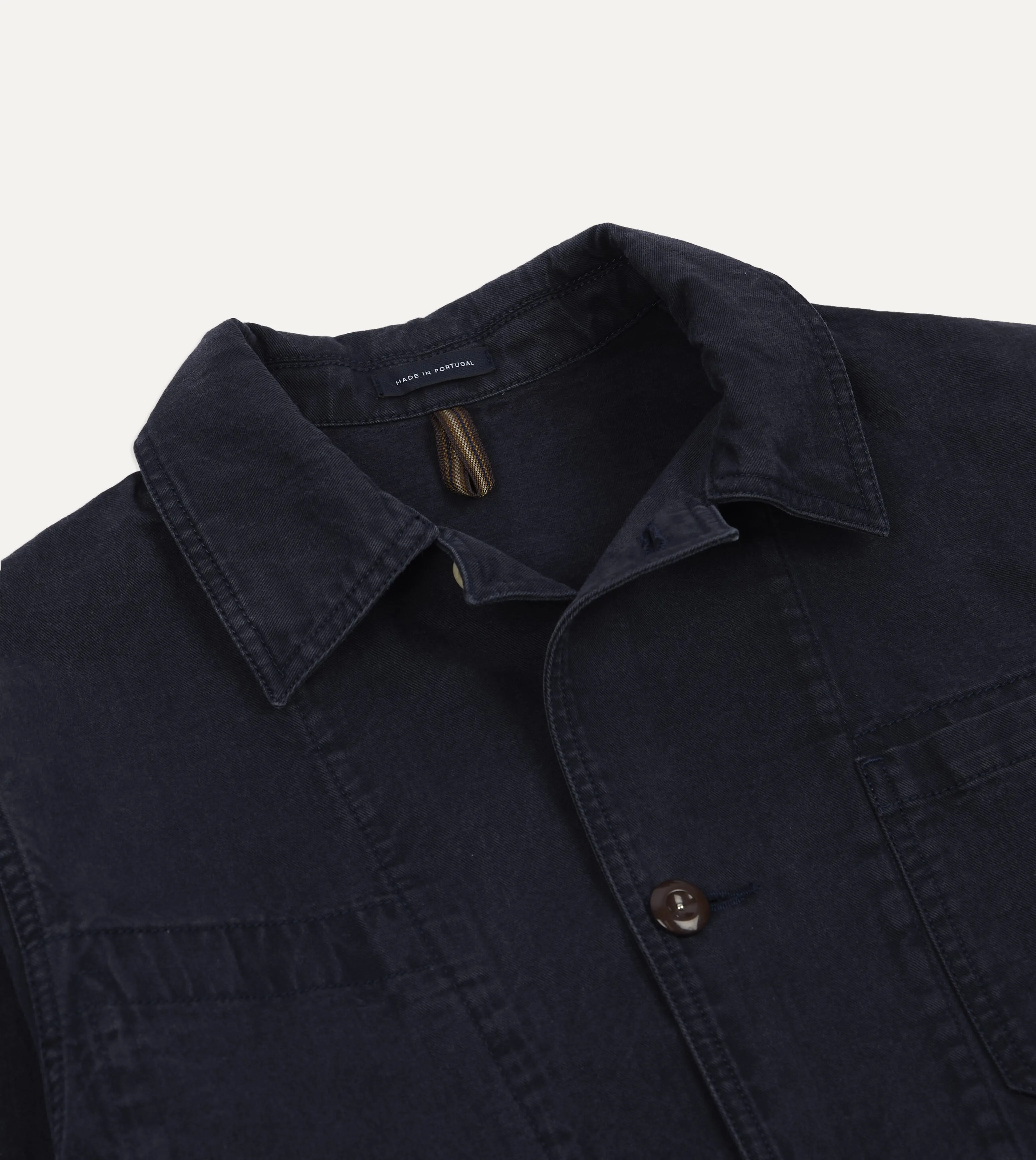 Navy Twill Mitred Chore Jacket sold by Drake's London product image thumbnail 3