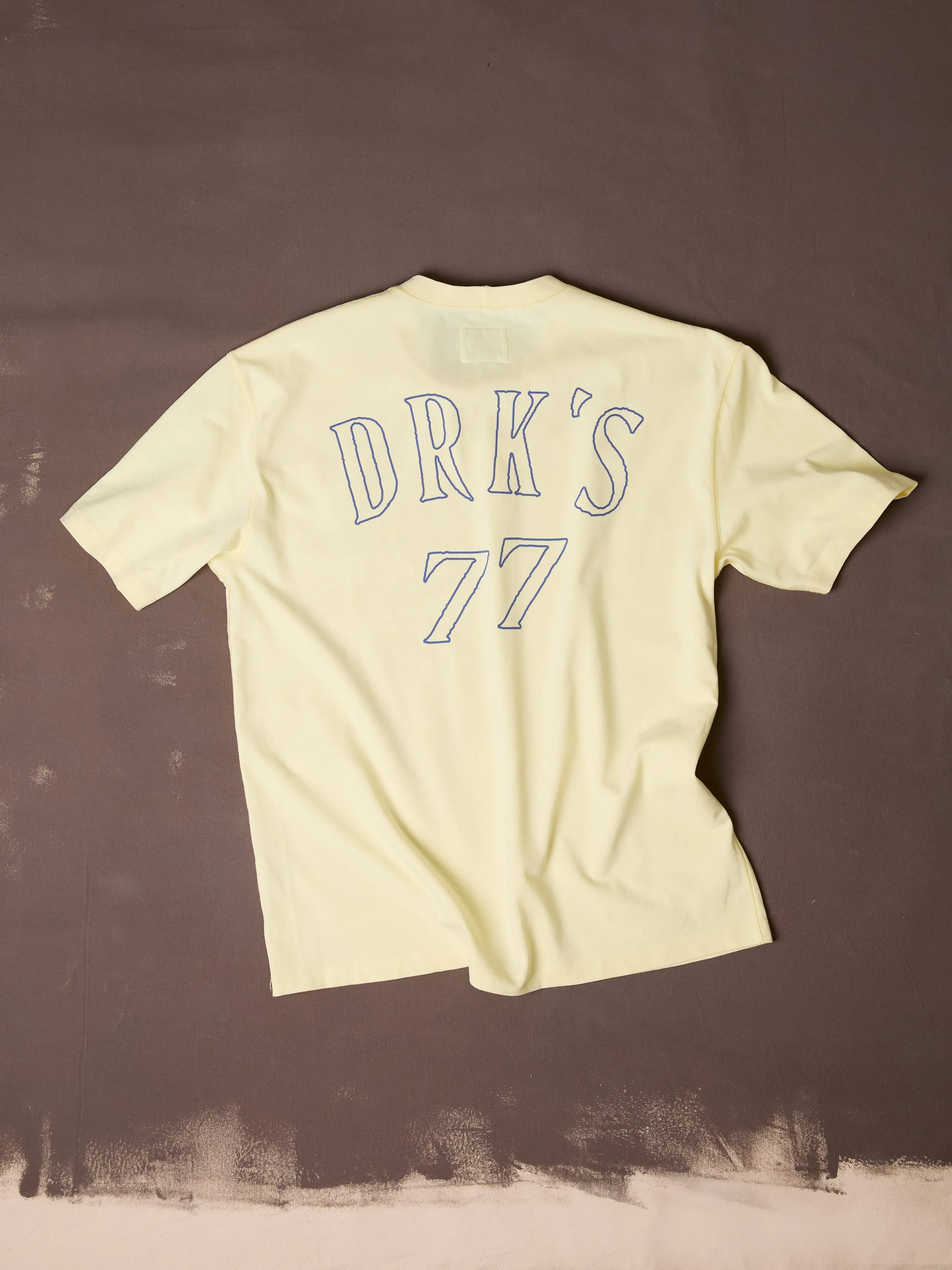 Yellow '77' Print Short-Sleeve Hiking T-Shirt sold by Drake's London