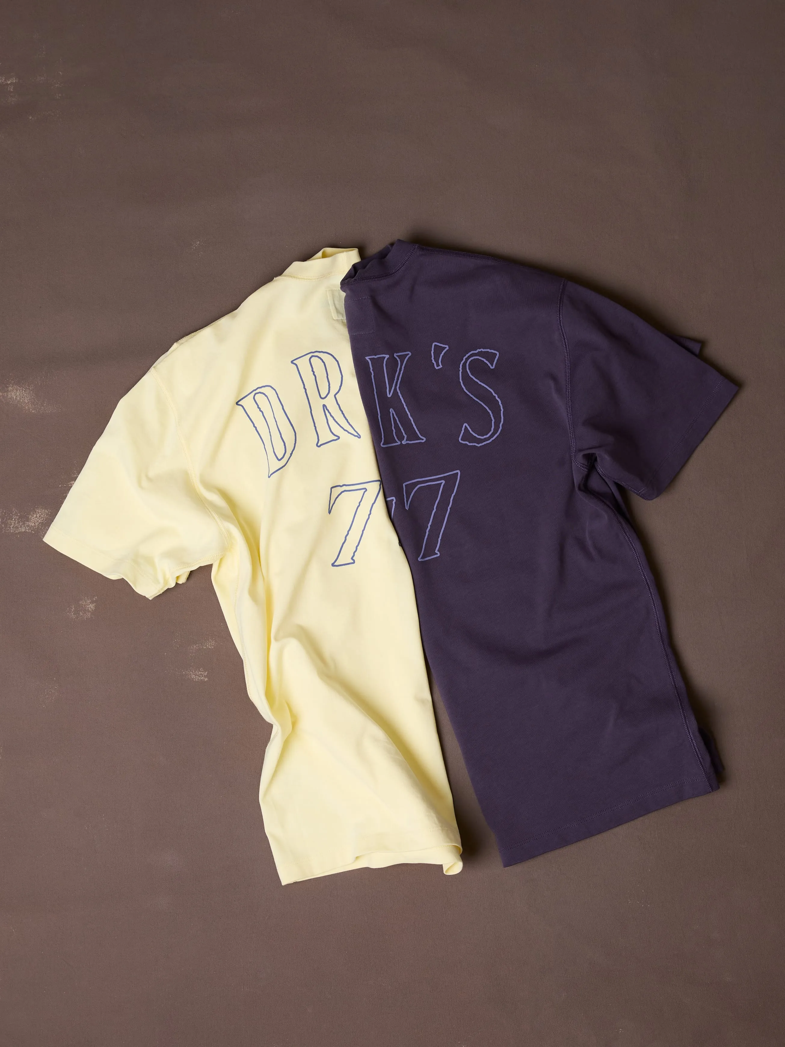 Purple '77' Print Short-Sleeve Hiking T-Shirt sold by Drake's London
