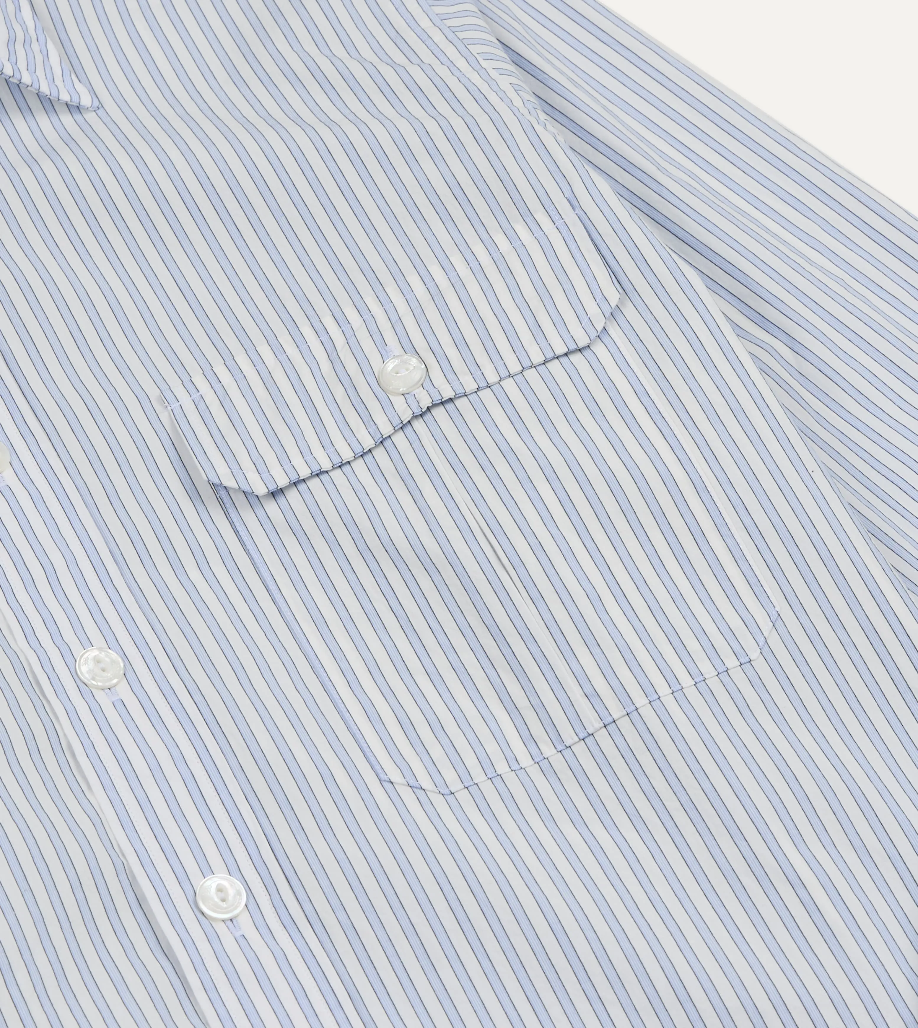 Blue and White Stripe Cotton Long Point Collar Shirt sold by Drake's London product image thumbnail 4