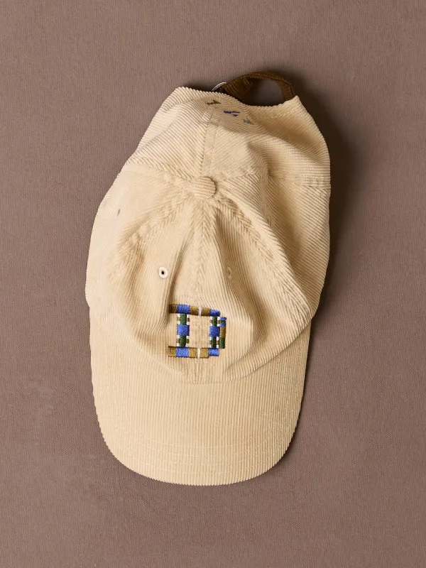 Sand 'D' Emblem Cotton Corduroy Baseball Cap made by Drake's London