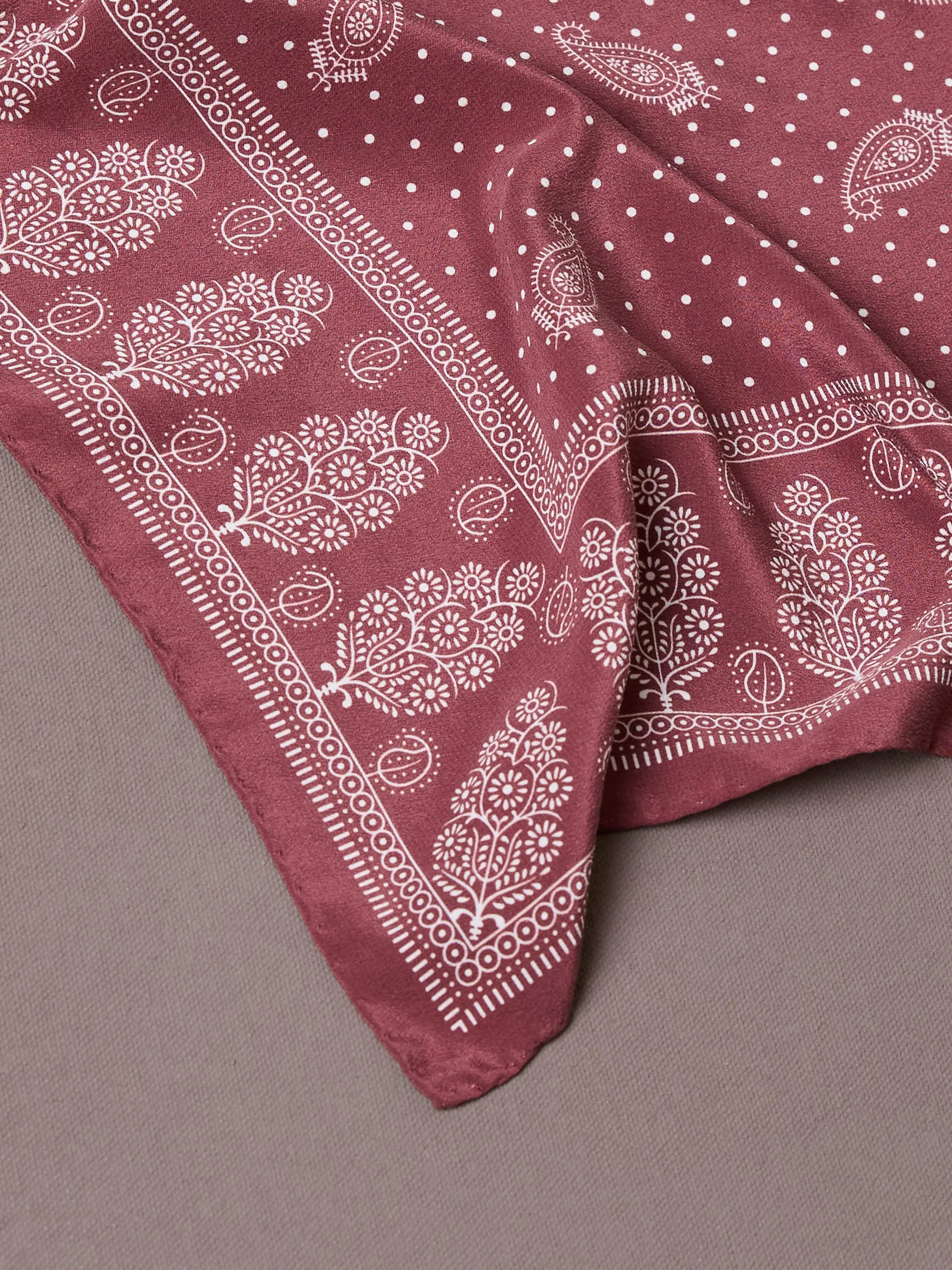 Red Paisley Spot Print Silk Pocket Square sold by Drake's London product image thumbnail 4