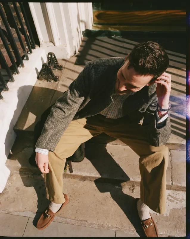 Beige Cotton Officer’s Chino made by Drake's London