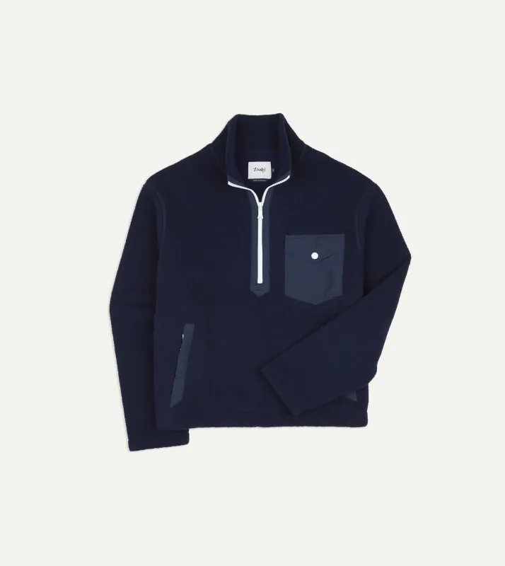 Navy Half-Zip Fleece Jacket made by Drake's London