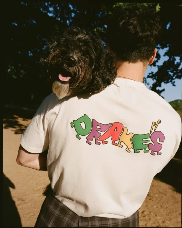 Antique White 'Caterpillar' Print Short-Sleeve Hiking T-Shirt made by Drake's London