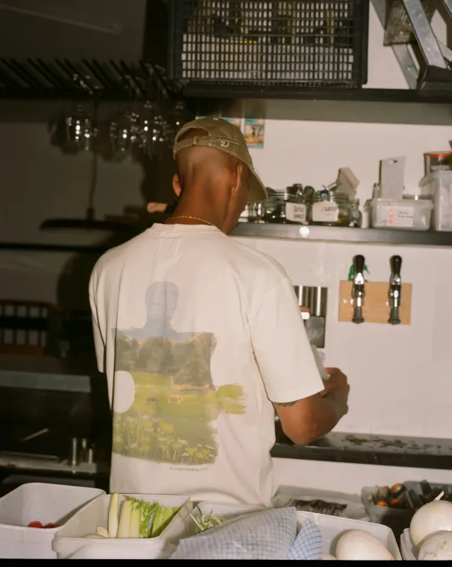 Antique White 'Puzzle' Print Short-Sleeve Hiking T-Shirt made by Drake's London
