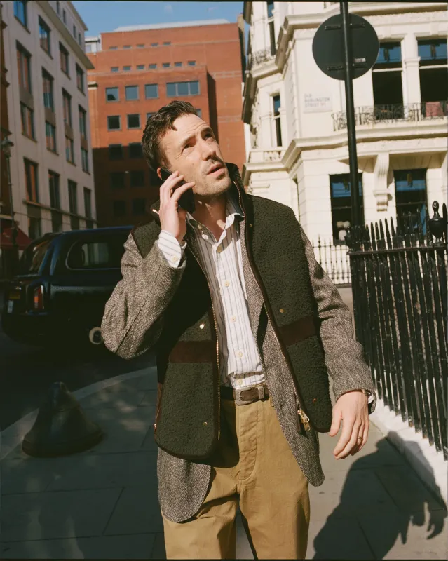Green Casentino Fleece Gilet made by Drake's London