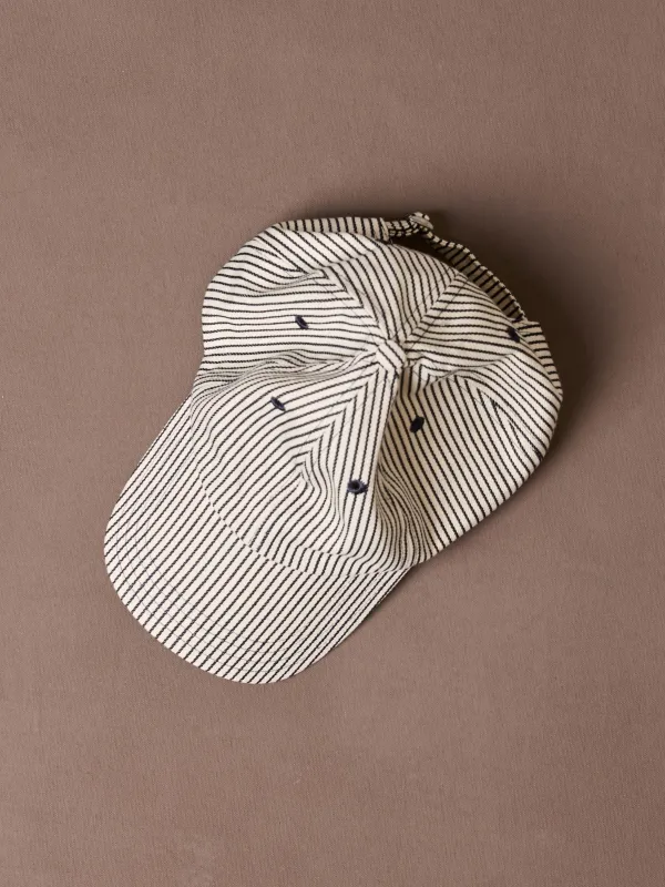 Navy Stripe Cotton Baseball Cap made by Drake's London