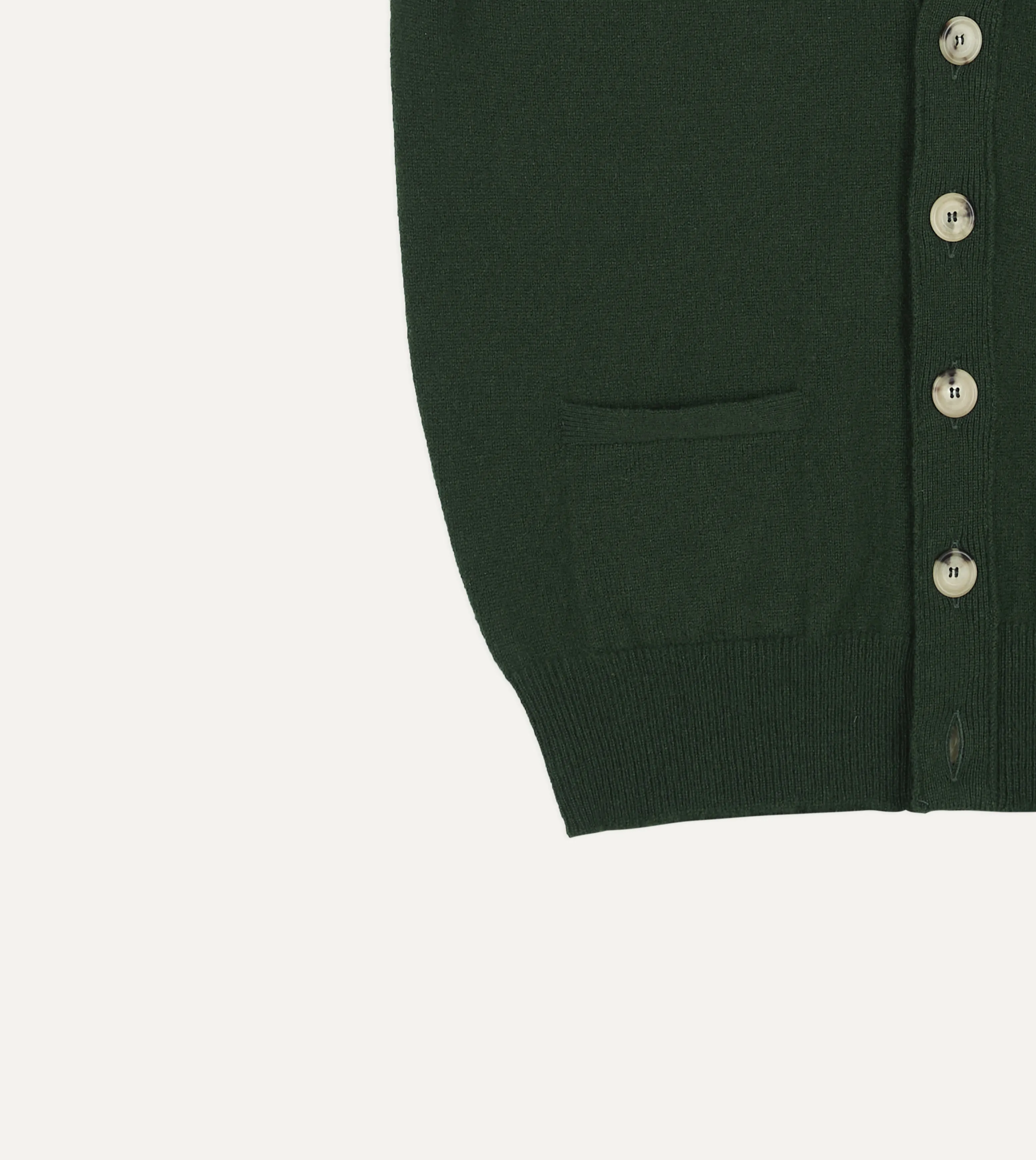 Dark Green Lambswool Sleeveless Cardigan sold by Drake's London product image thumbnail 4