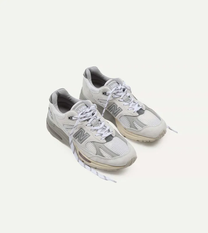 New Balance 'Elevated Essentials' Wind Chime and Brilliant White Made in UK 991v2 Trainers made by Drake's London