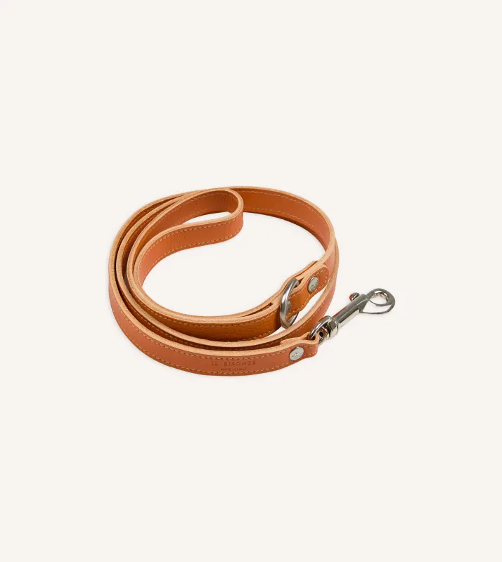 Il Bisonte Caramel Leather Dog Lead made by Drake's London