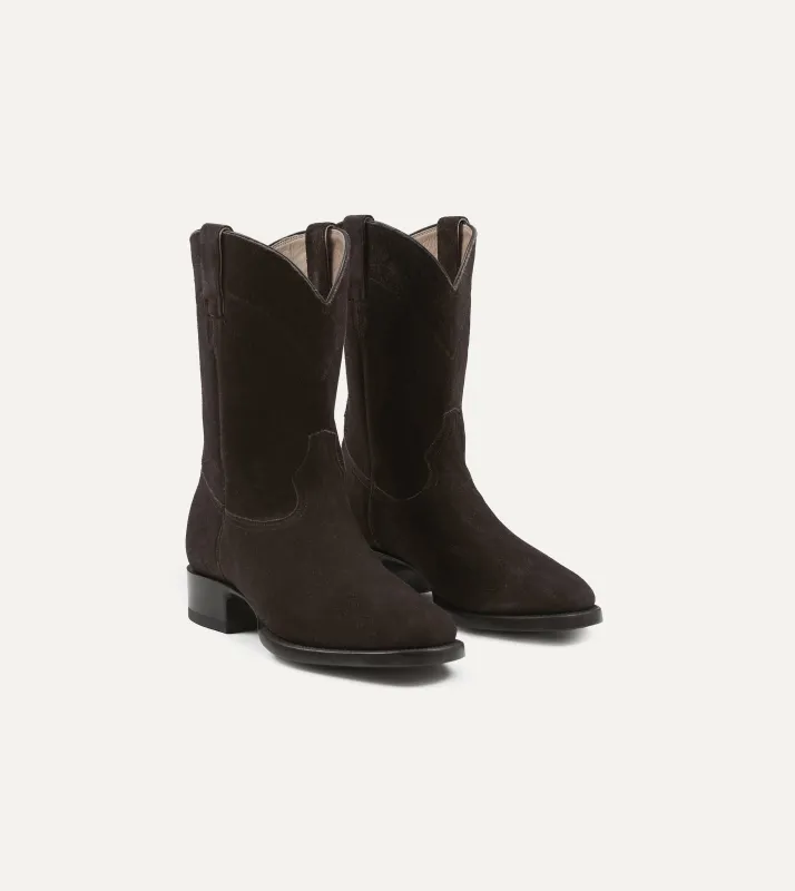Yuketen Brown Suede Ranchero Boots made by Drake's London