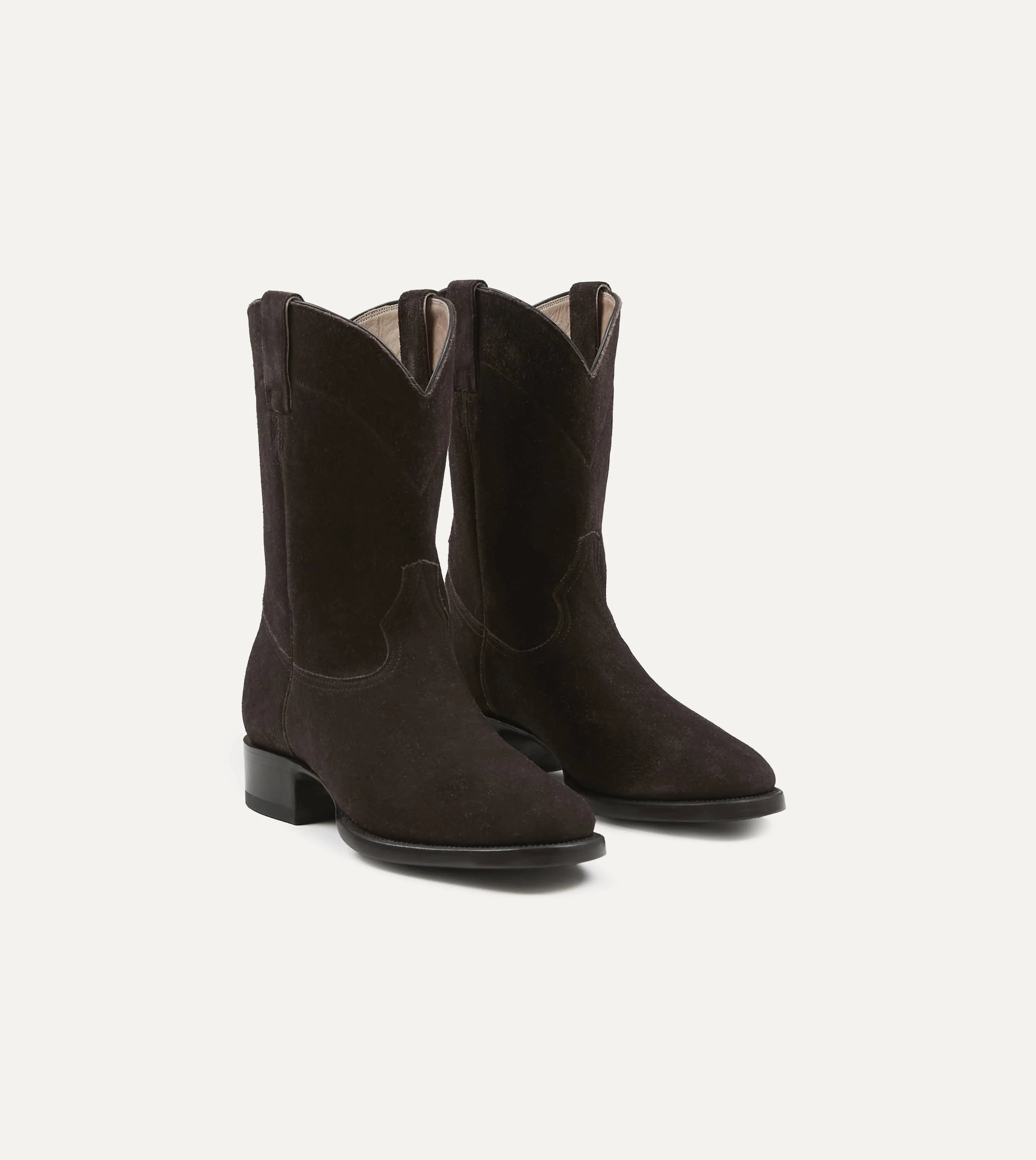 Yuketen Brown Suede Ranchero Boots sold by Drake's London