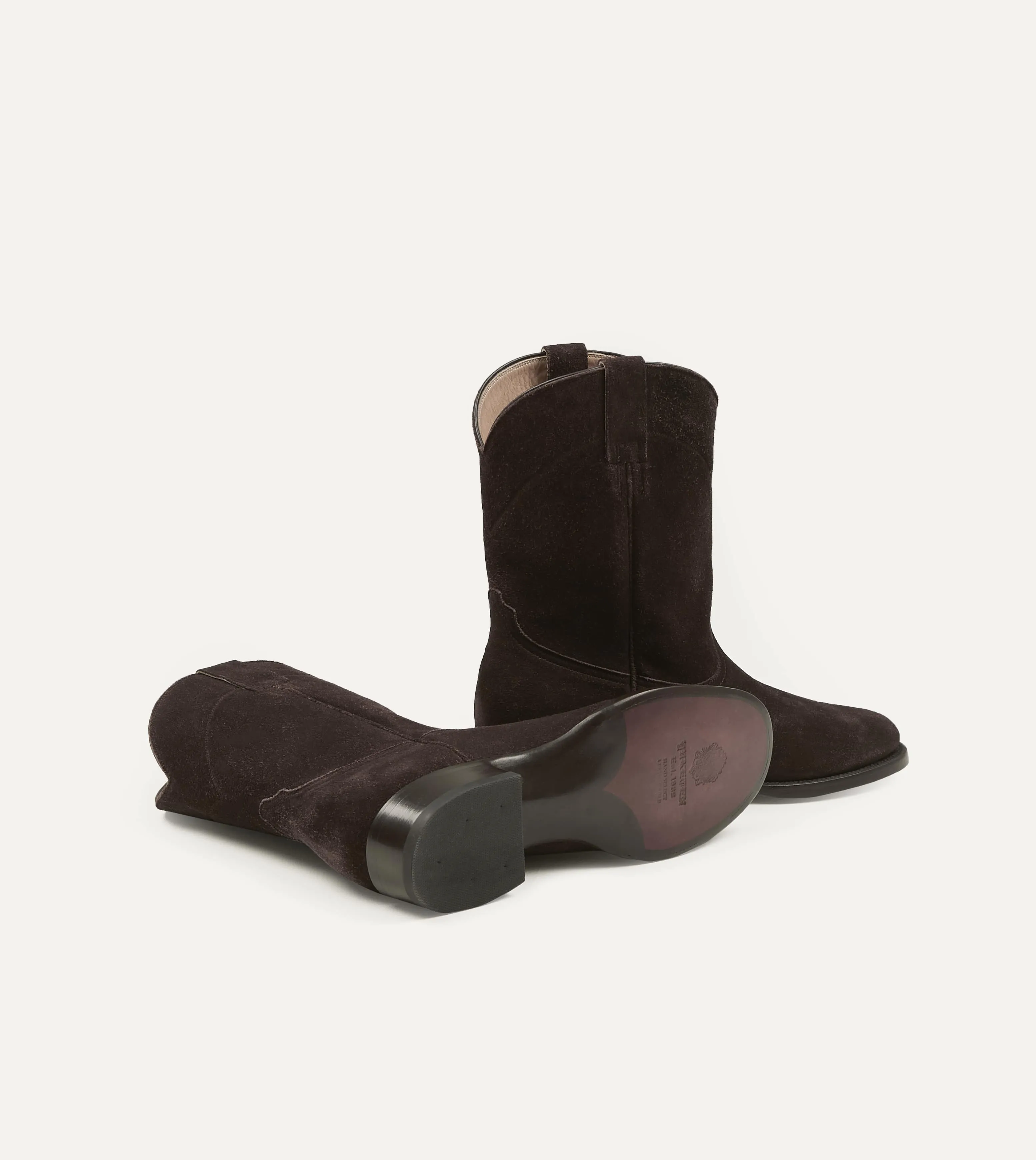Yuketen Brown Suede Ranchero Boots sold by Drake's London product image thumbnail 2