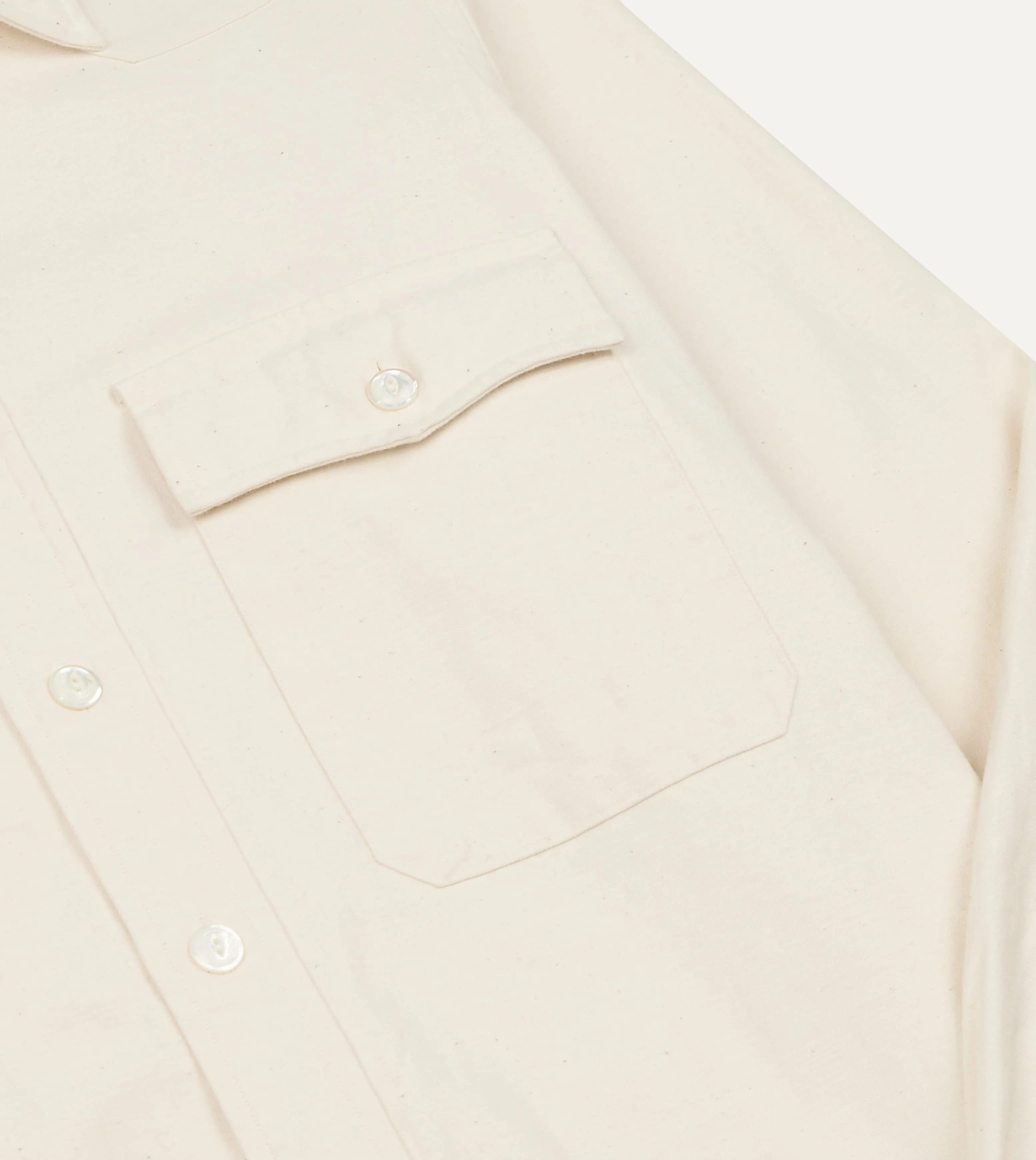 BEAMS F & Drake's Ecru Twill Two-Pocket Western Shirt sold by Drake's London product image thumbnail 4