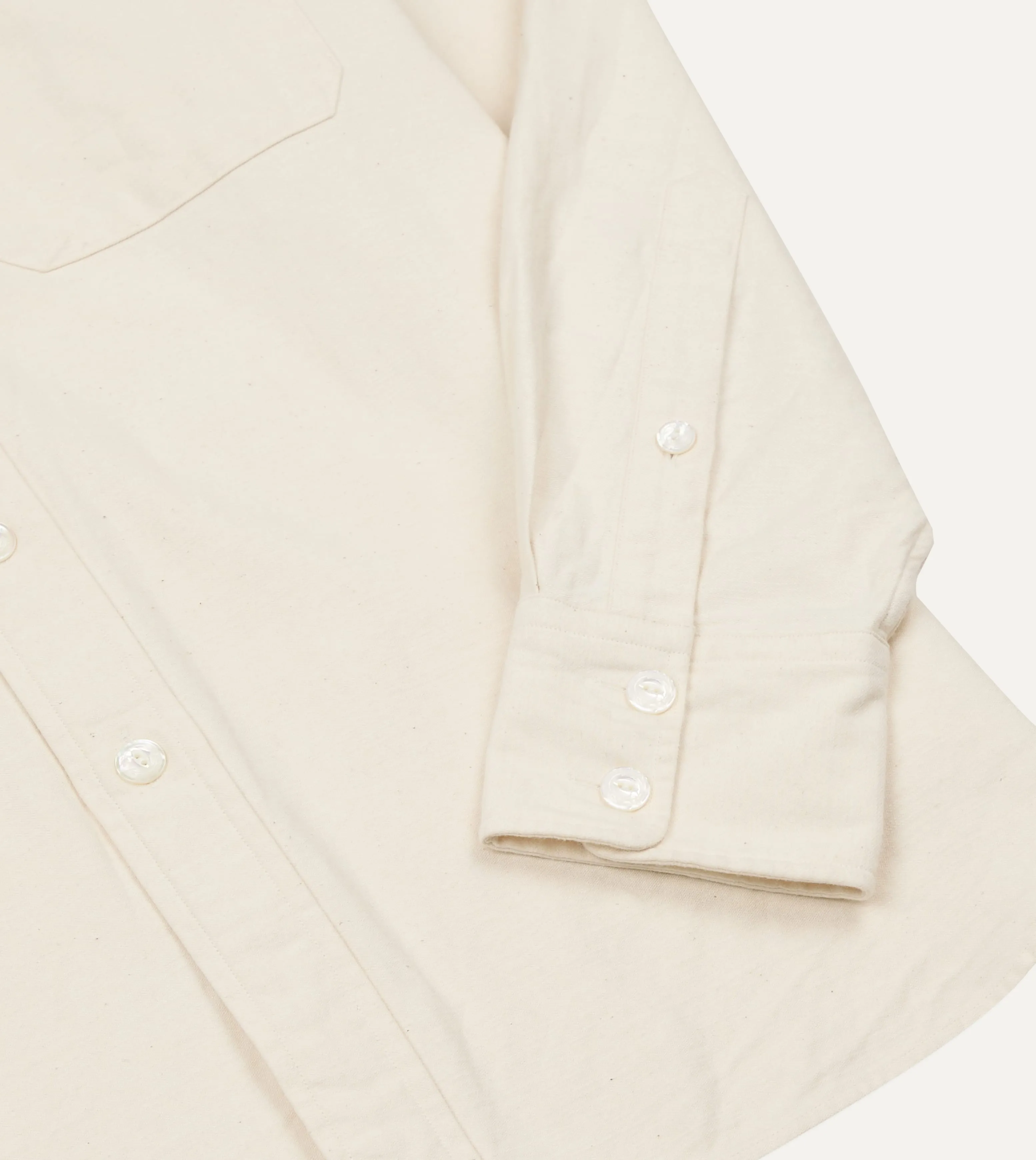 BEAMS F & Drake's Ecru Twill Two-Pocket Western Shirt sold by Drake's London product image thumbnail 5