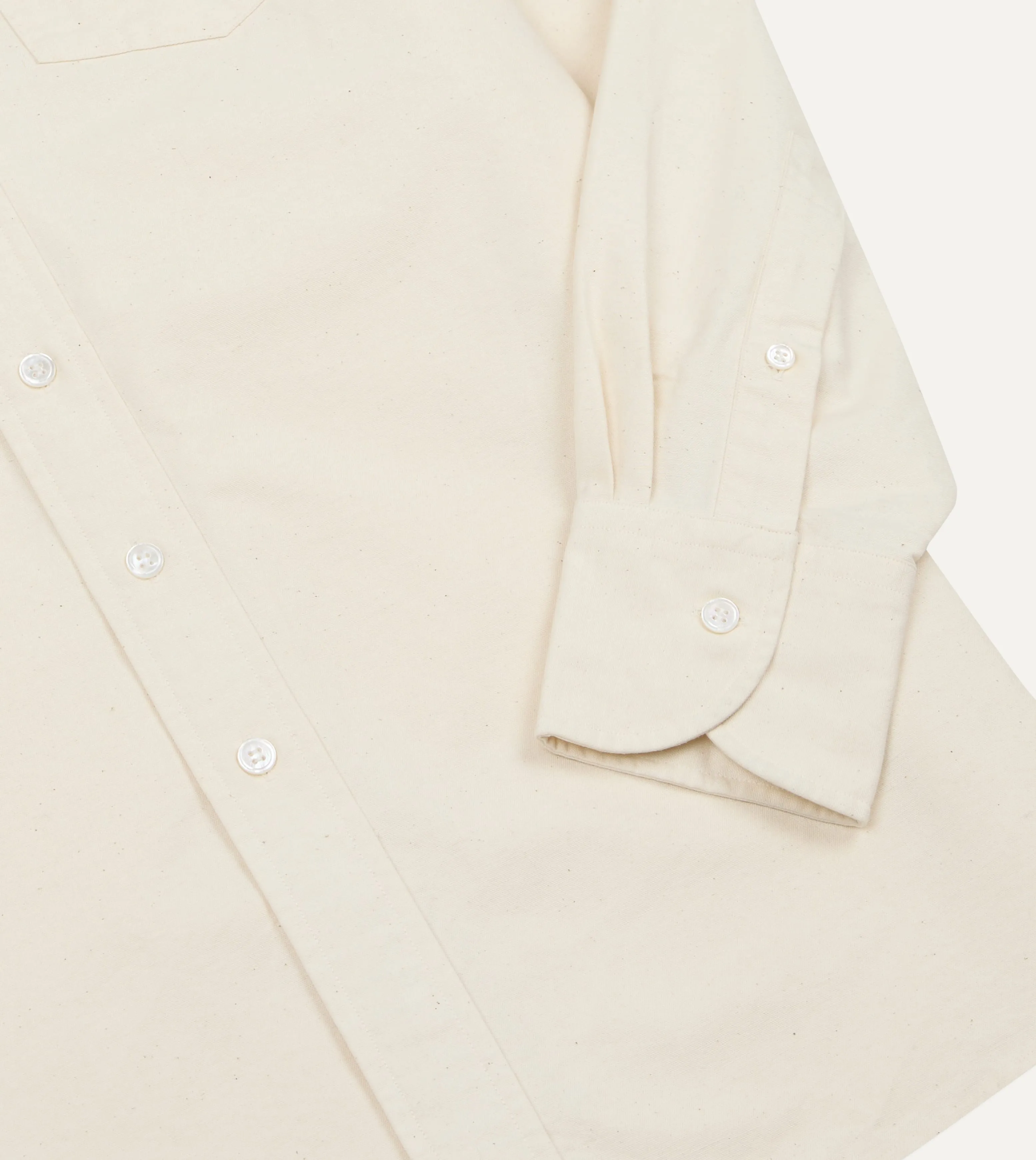 BEAMS F & Drake's Ecru Oxford Cotton Cloth Button-Down Shirt sold by Drake's London product image thumbnail 4