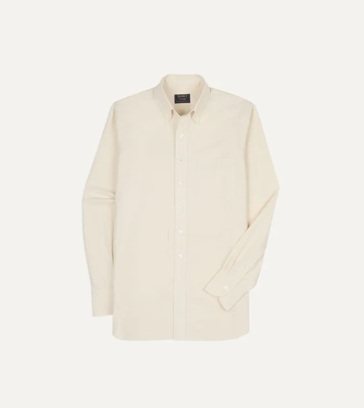 BEAMS F & Drake's Ecru Oxford Cotton Cloth Button-Down Shirt made by Drake's London