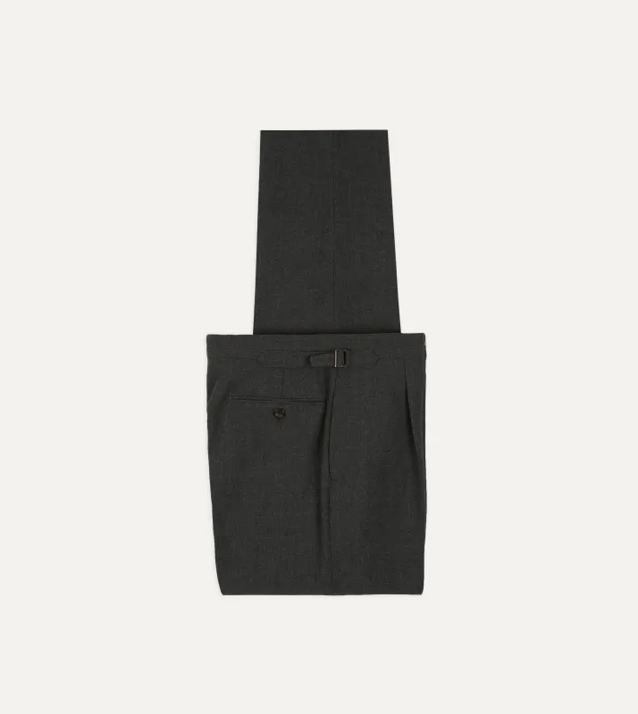 Grey Fresco® Wool Single Pleat Trouser made by Drake's London