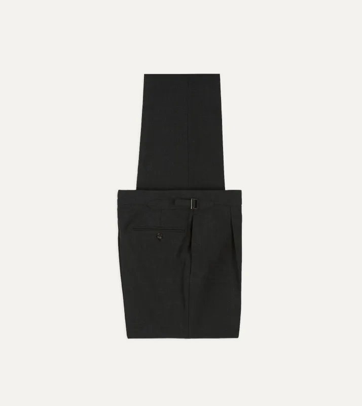 Charcoal Fresco® Wool Single Pleat Trouser made by Drake's London
