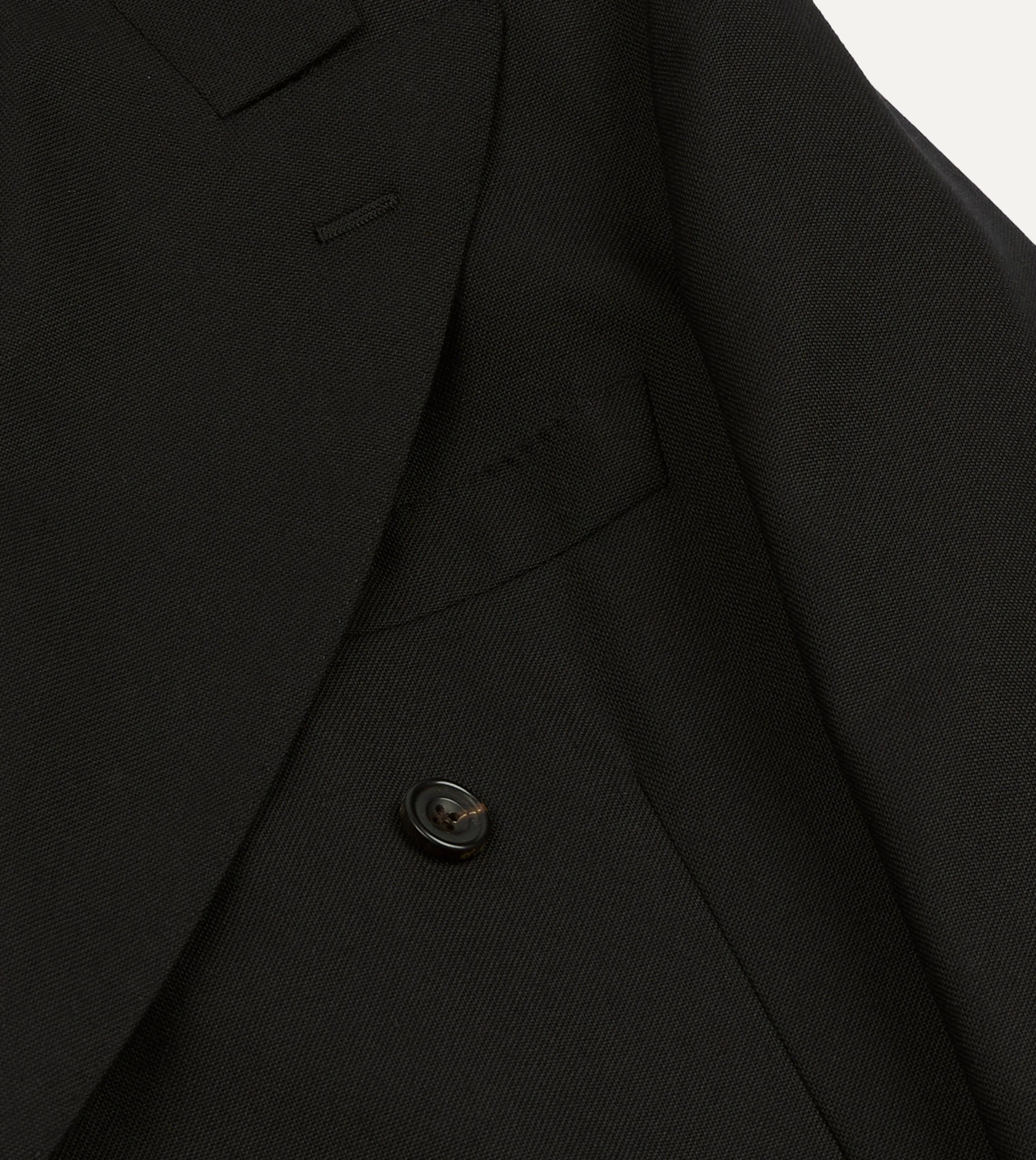 Black Fresco® Wool Double-Breasted Tailored Jacket sold by Drake's London product image thumbnail 4