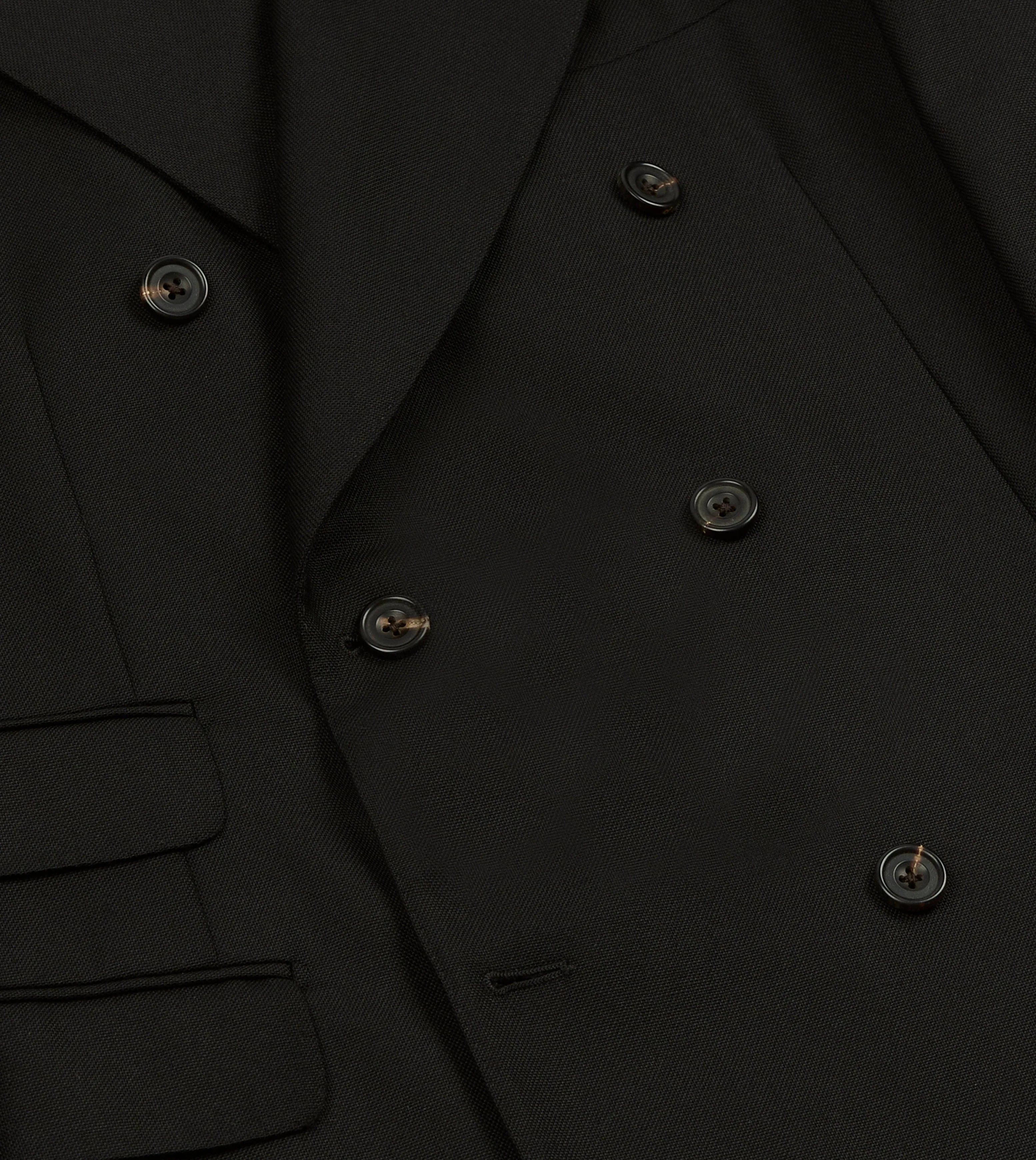Black Fresco® Wool Double-Breasted Tailored Jacket sold by Drake's London product image thumbnail 5