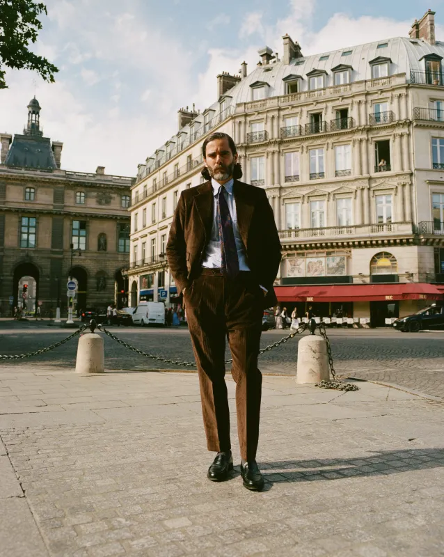Brown Cotton Corduroy Tailored Jacket made by Drake's London