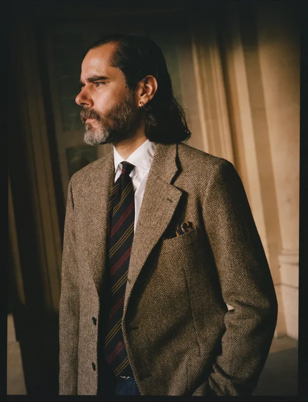 Green Herringbone Harris Tweed® Blazer made by Drake's London