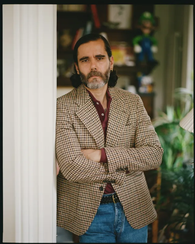 Brown and Ecru Houndstooth Harris Tweed® Blazer made by Drake's London