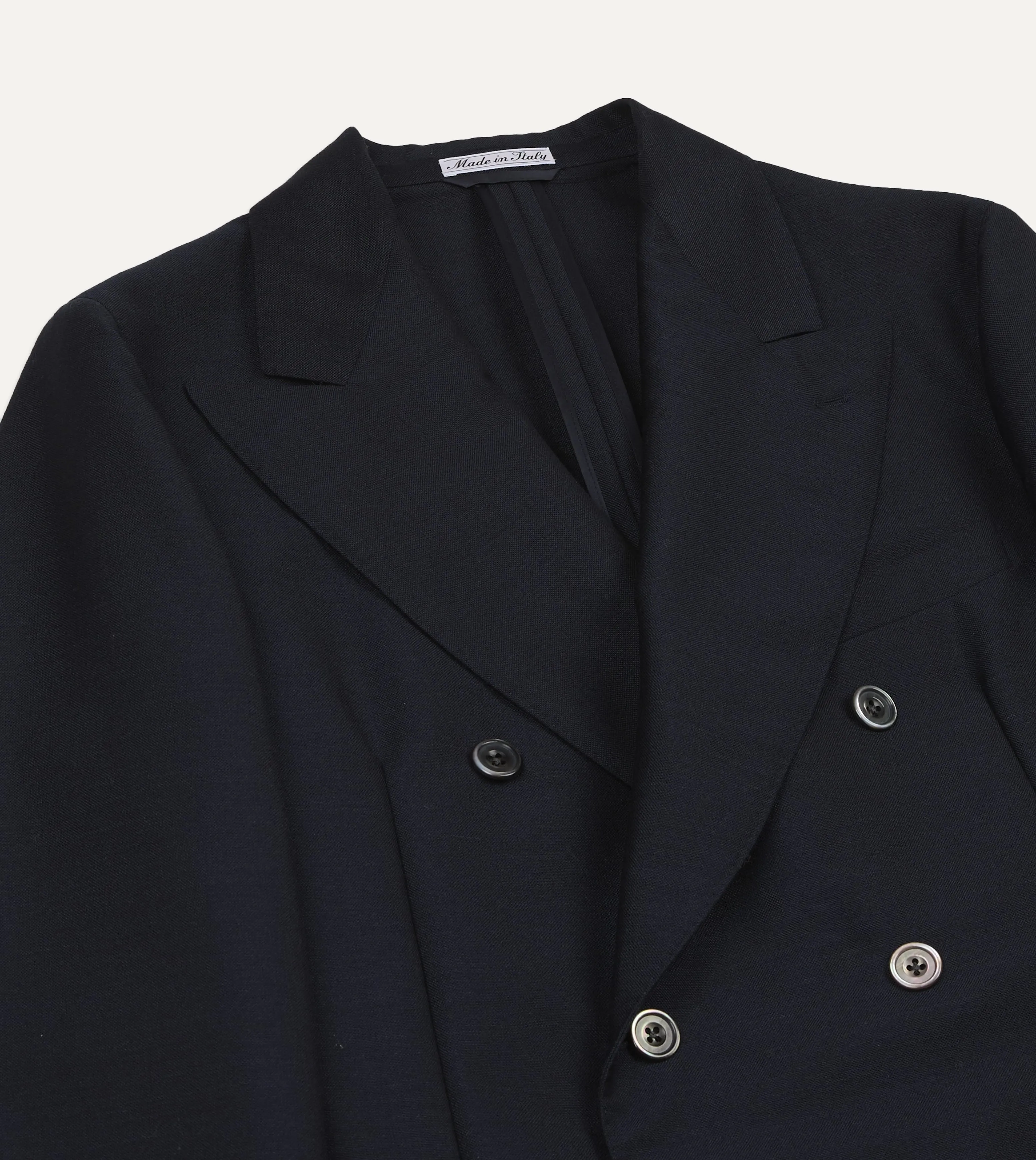 Navy Wool-Mohair Double-Breasted Travel Blazer sold by Drake's London product image thumbnail 4