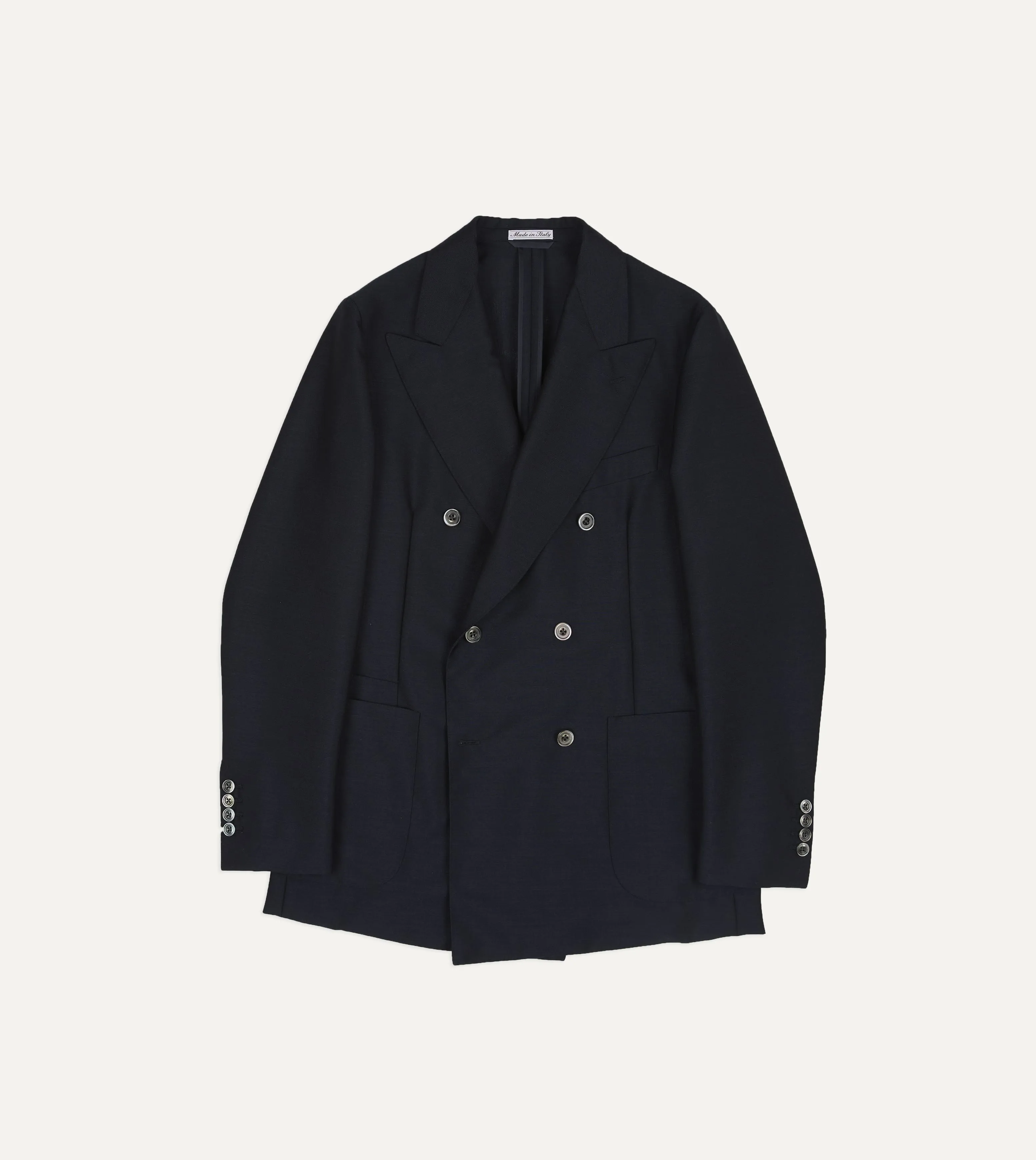 Navy Wool-Mohair Double-Breasted Travel Blazer sold by Drake's London product image thumbnail 2