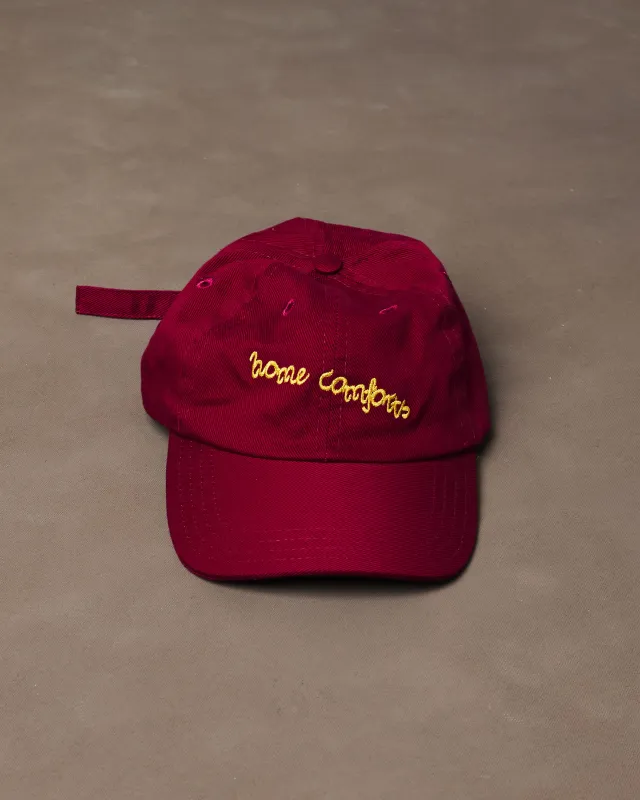 Red 'Home Comforts' Cotton Twill Baseball Cap made by Drake's London