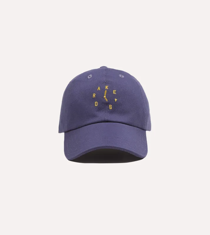 Navy 'Clock' Cotton Twill Baseball Cap made by Drake's London