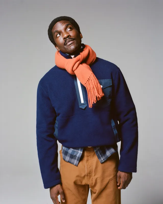 Orange Solid Wool Fringed Scarf made by Drake's London
