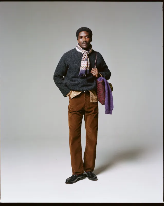 Brown Corduroy Painter Pants made by Drake's London
