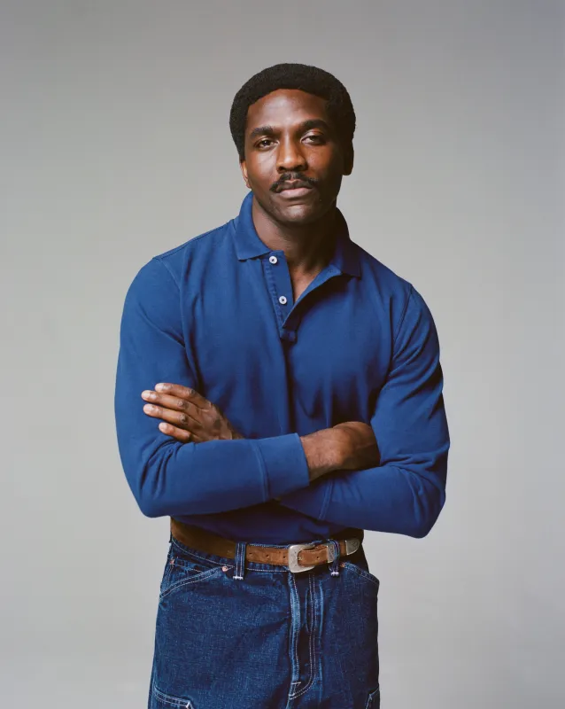 Indigo Dyed Cotton Jersey Long-Sleeve Polo Shirt made by Drake's London