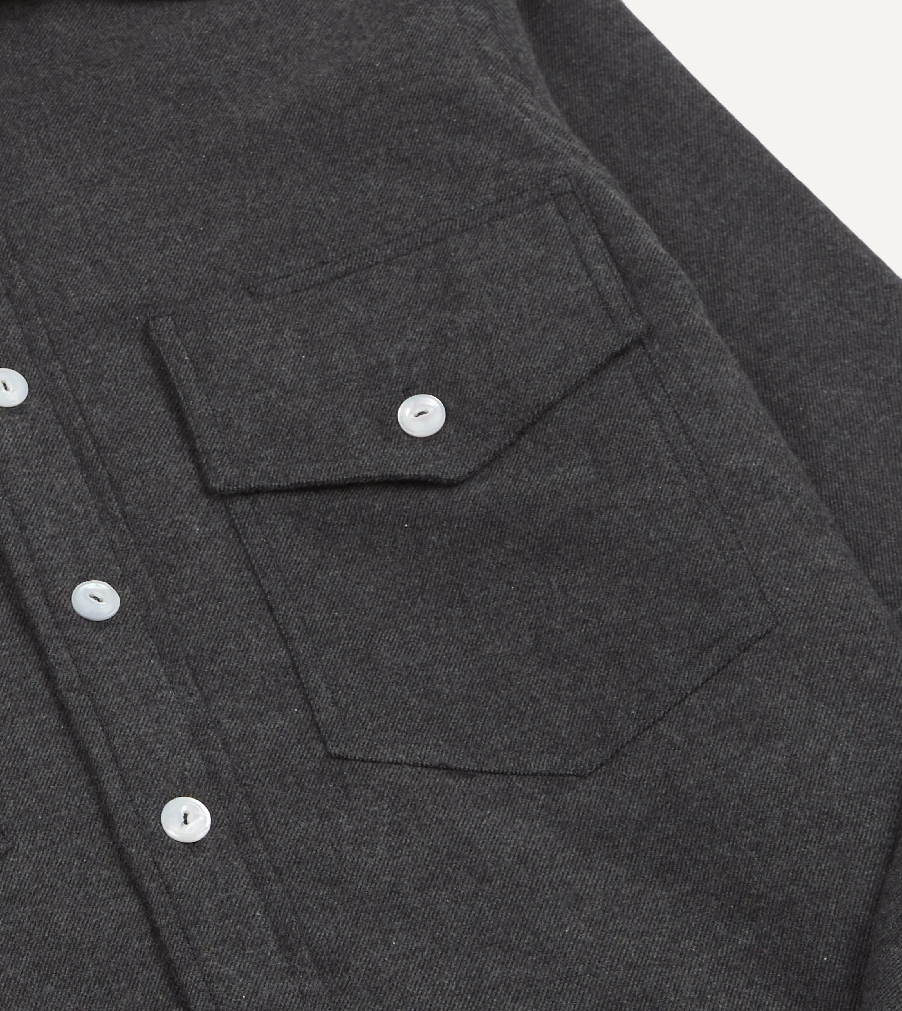 Grey Cotton Two-Pocket Long Point Collar Work Shirt sold by Drake's London product image thumbnail 5