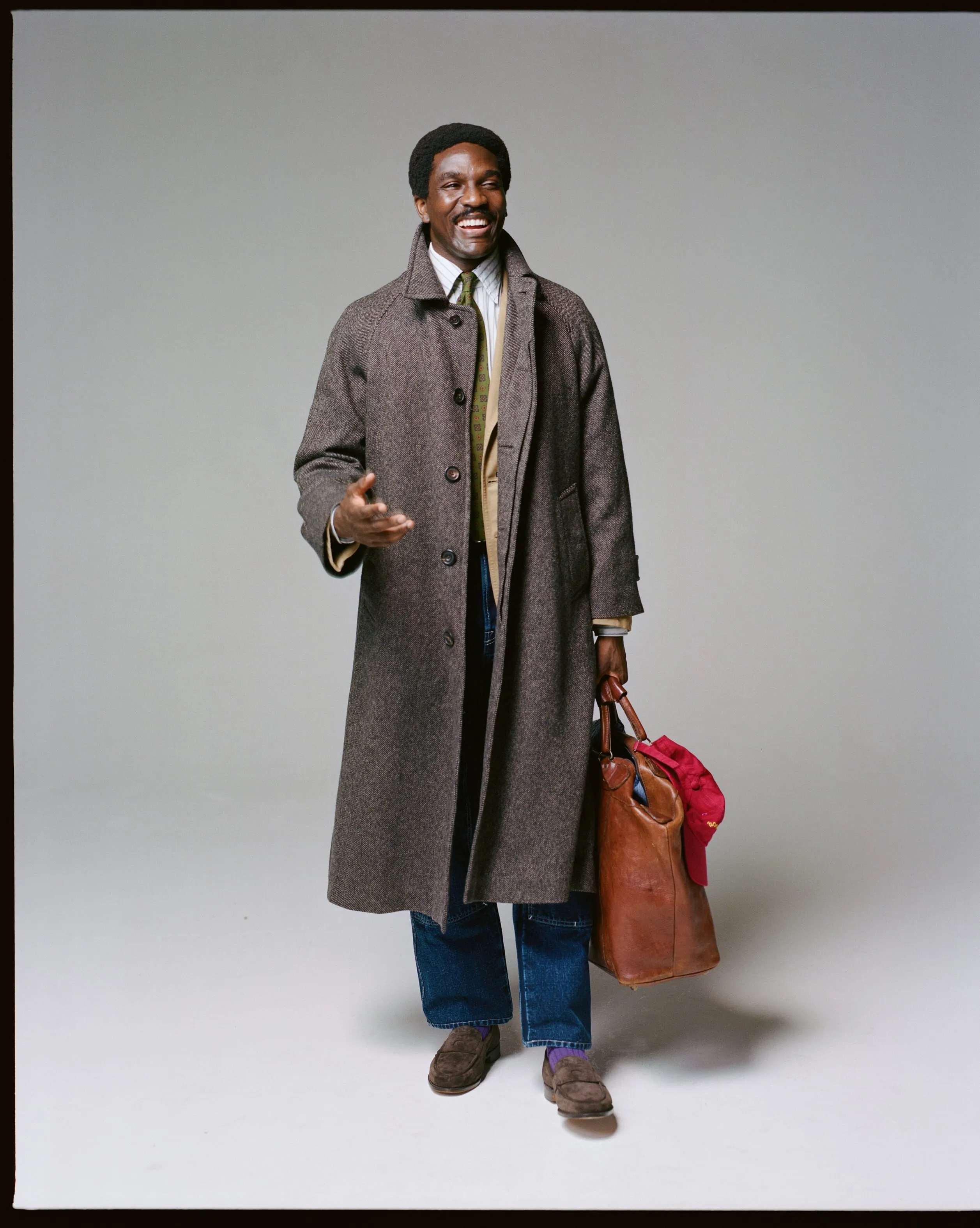 Brown Wool Raglan Overcoat sold by Drake's London
