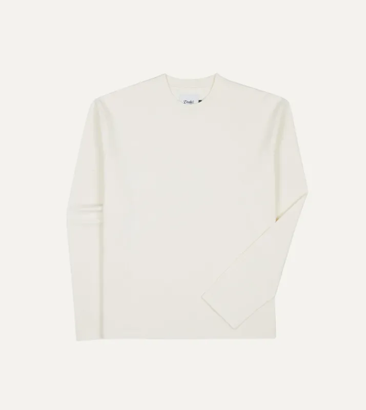 Antique White Cotton Long-Sleeve Hiking T-Shirt made by Drake's London