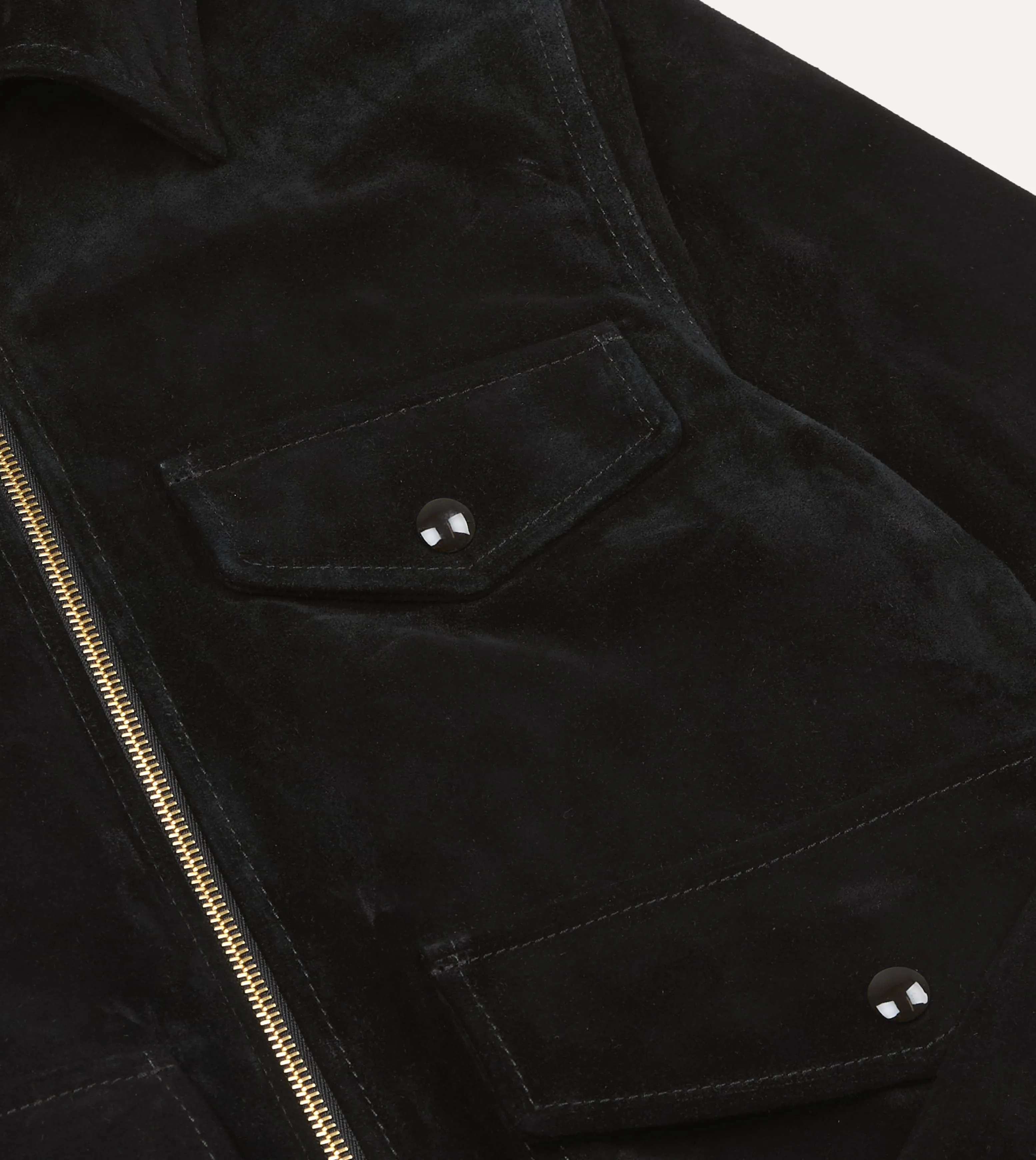 Black Heavyweight Suede A-2 Bomber Jacket sold by Drake's London product image thumbnail 5