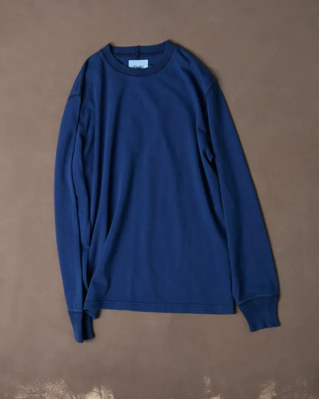 Indigo Dyed Cotton Long-Sleeve Hiking T-Shirt made by Drake's London