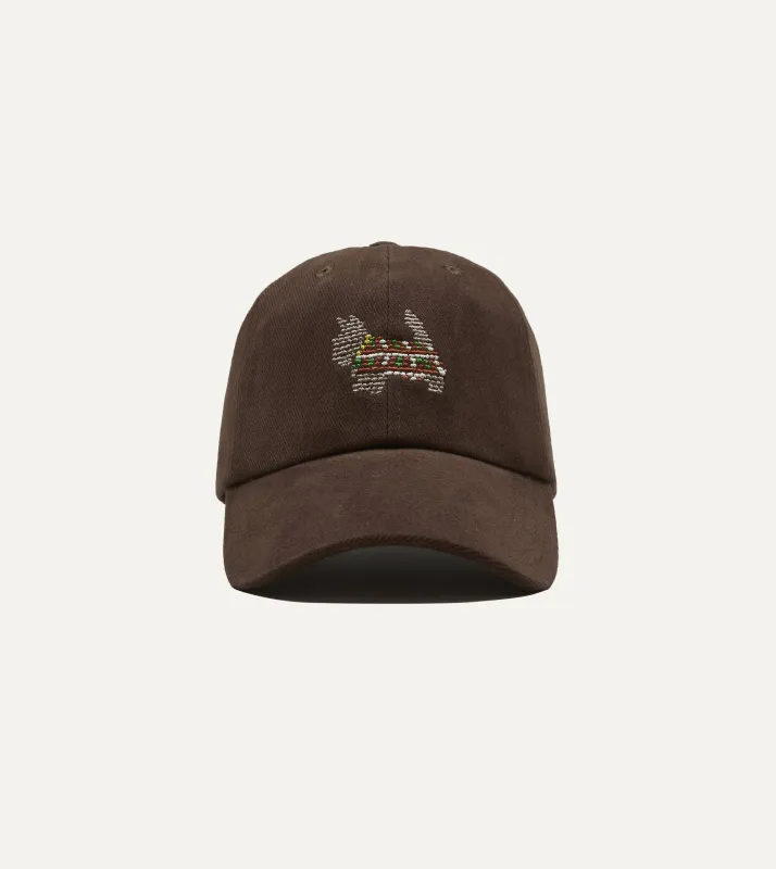 Brown 'Scotty' Cotton Twill Baseball Cap made by Drake's London