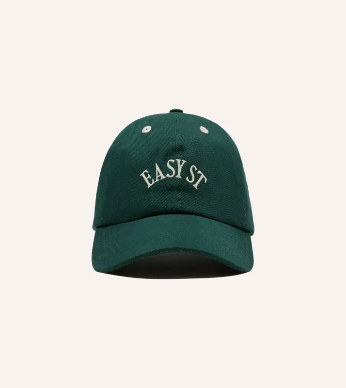 Green 'Easy St' Cotton Twill Baseball Cap made by Drake's London