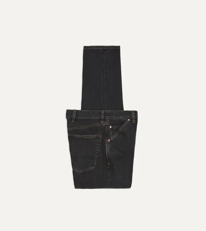 Charcoal 12.3oz Japanese Selvedge Denim Five-Pocket Jeans made by Drake's London