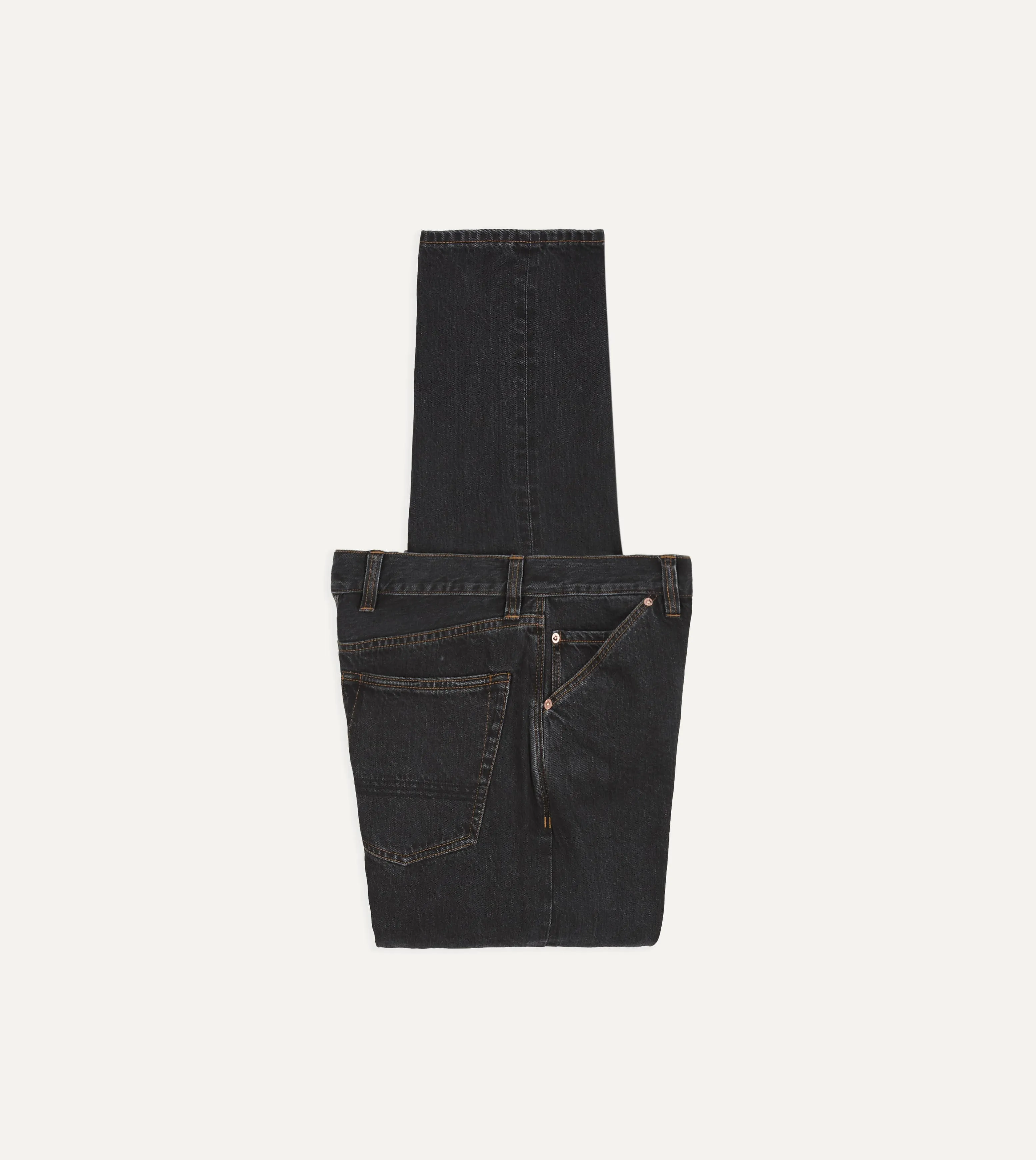 Charcoal 12.3oz Japanese Selvedge Denim Five-Pocket Jeans sold by Drake's London