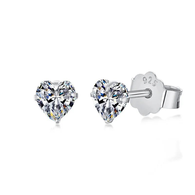 Sterling Silver 5mm Heart Stud Earrings sold by Luxe Emporium