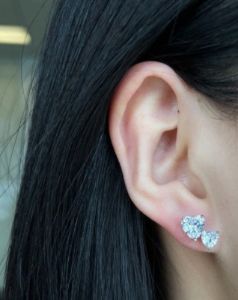 Sterling Silver Double Heart Earrings sold by Luxe Emporium