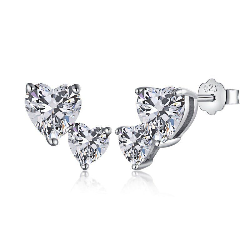 Sterling Silver Double Heart Earrings sold by Luxe Emporium