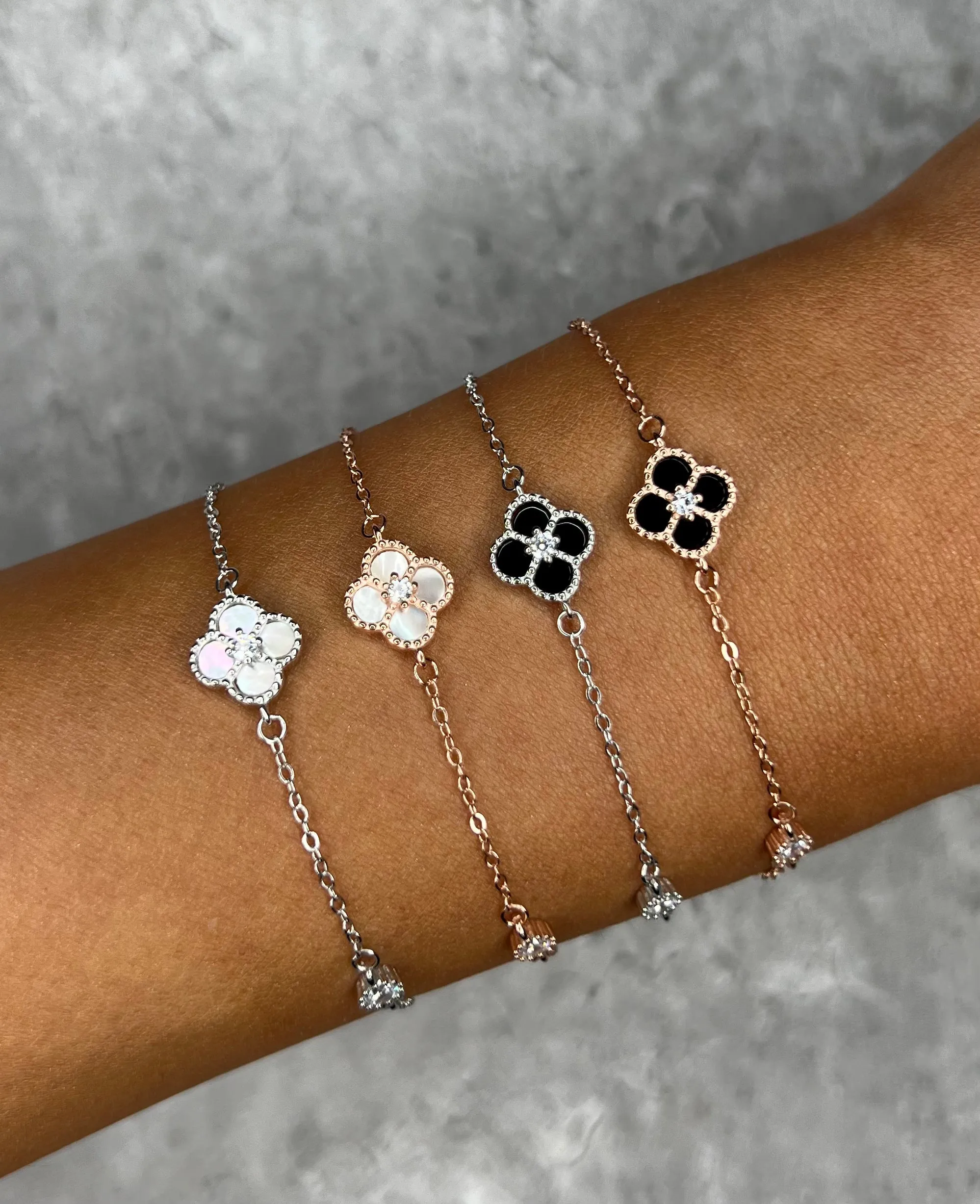 Sterling Silver Black Clover Bracelet sold by Luxe Emporium product image thumbnail 4